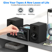 Jazmm w18-black Stereo System for Home with Boombox CD and Cassette Player Combo