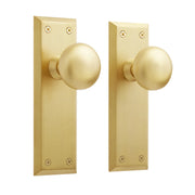 Signature Hardware Sh552122sb Hubbard Brass Interior Door Knob & Plate Set - Adjustable Backset - Passage - Satin Brass