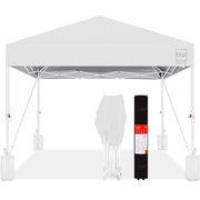 Best Choice Products 12x12ft Pop Up Canopy, One-Person 1-Minute Setup, Steel Frame, Flame-Retardant Polyester, Wheeled Carrying Case, 4 Weight Bags, White, SKY9645