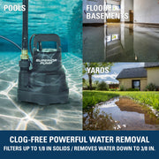 Superior Pump 91006 1/4 Horsepower Multi-Use Submersible Utility Pump