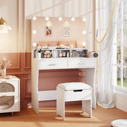 VEANERWOOD ASDK-0065 Makeup Vanity Table Set with Lighted Mirror, White