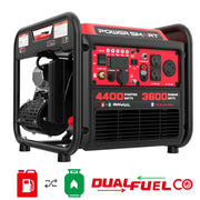 PowerSmart Dual Fuel Portable Generator, 4400 Peak Watts Gasoline, 3600 Peak Watts Propane, Inverter Technology, CO Detection, Multiple Outlets, Pull Cord Start, MB5040DC