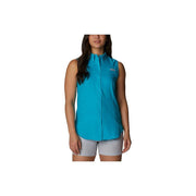 Columbia Women's PFG Tamiami Sleeveless Shirt, UPF 40 Sun Protection, Omni-Wick Moisture Management, Ocean Teal, XL, 154718