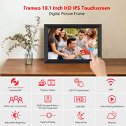 IYooker FRAMEO Digital Photo Frame, 10.1 Inch IPS Touch Screen, 1280x800 HD, 32GB Storage, WiFi, Auto-Rotate, Wall Mountable