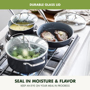 GreenPan 17 Piece Swift Ceramic Nonstick Cookware Set, Diamond-Infused Coating, Gray, Stainless Steel Handles