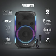 Altec Lansing Soundrover 210 Wireless Party Speaker, 210W Portable Bluetooth Speaker with 15-Inch Woofer, Multi-Color LED Lights, 12-Hour Battery, Mic and Guitar Inputs, Black, IMT8200-BLK