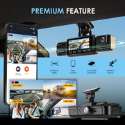 Rexing 4-Channel Dash Cam with Built-In Motion Sensor, WiFi App Control, Front Rear and Side Cameras, 1080p, 170 Viewing Angle, Black WMTR4MD