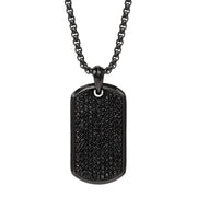 Shaquille O'Neal C600861BZCL-M.WC Men's Black Plated Stainless Steel Tag Necklace with Simulated Diamonds, 24 in Chain C600861BZCL-M.WC