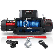 X-BULL USEB-XBEW021-W Electric Winch 13000lb Winch 12V Synthetic Rope SUV Jeep Truck 4WD Blue