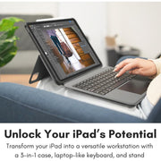 Macally iPad Pro 13 Inch Keyboard Case with Backlit Bluetooth Keyboard, Multi-Touch Trackpad, Adjustable Stand, Apple Pencil Holder, Black, IPKBCASEP13