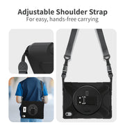 CODi Rugged iPad Case with Integrated Screen Protector, 360 Protection, Rotating Kickstand, Adjustable Hand Strap, Detachable Shoulder Strap, Black, C30705069IS
