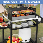 G TALECO GEAR Outdoor Grill Cart, Stainless Steel, Three Shelves, Movable Kitchen Island for BBQ Food Prep