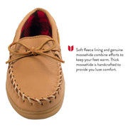 Minnetonka Genuine Moosehide Moccasin Loafers with Fleece Lining, Natural Moose, Size 13 M