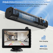 MHCABSR Solar-Powered Wireless Backup Camera Kit, 5-Inch 1080P Display, 5000mAh Battery, IP69K Waterproof, Universal Fit for Cars Trucks RVs Trailers