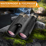 BNISE HD 10x42 Binoculars with SMC Optical System, 10x Magnification, 42mm Lens, BAK-4 Roof Prisms, Vintage Metallic Focus Wheel, Black, Y145930