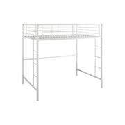 Walker Edison WMDOLWH Full Size Premium Metal Loft Bed - White