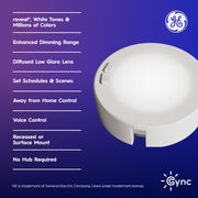 GE Cync Reveal HD+ 3in Smart Undercabinet Puck Lights, Color Changing LED, Adjustable Brightness, Voice and App Control, 3-Pack, 93131317