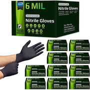 Inspire Disposable Nitrile Gloves, Heavy Duty 6 Mil Thickness, Black, Size Large, Case of 1000