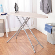 Seymour Home Products Adjustable Height Ironing Board, 18in Wide Steel Frame, 100% Cotton Cover, Iron Rest, Beige Linen, 4760224