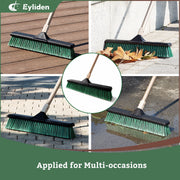 Eyliden Heavy Duty Push Broom, 24 in Wide Head, Stiff PET Bristles, 66 in Green Steel Handle, JX-22