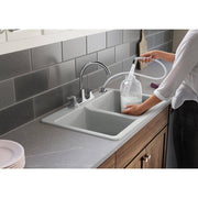 KOHLER Rubicon Kitchen Faucet, 2-Handle Standard with Side Spray, Polished Chrome, Brass Construction, Swivel Spout, R26582-CP