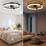 CONCETTA Low Profile Ceiling Fan with Dimmable LED Light, 19in Flush Mount Bladeless Design, Reversible Motor, Quiet 6-Speed Operation, Black, WMCOKT-AC-DSV4CDS-19D7BK