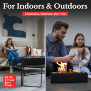 Houswise TFP_RECT_BLCK Concrete Outdoor & Indoor Fire Pit Tabletop, Rectangle (Large), Black