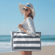 Foldable Beach Bag, Gray - Waterproof