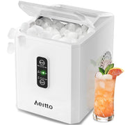Aeitto WBJ10D3-WHT 2 Sizes of Bullet Ice Machine, 9 Ice Cubes Release in 6 Mins, 26Lbs/24H, White