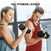 FitRx 30677 50lbs Rubber Hex Dumbbell, Solid Steel Handle, Durable Rubber Coating, Anti-Roll Design, Single
