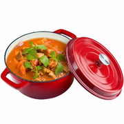 Miereirl Enameled Cast Iron Dutch Oven, 6.5 Quart, Dark Blue, Dual Handles, Non-Stick Coating, Self-Basting Lid