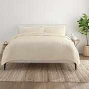 Casual Comfort Premium Ultra Soft Herring Pattern Quilted Coverlet Set Ivory - Queen