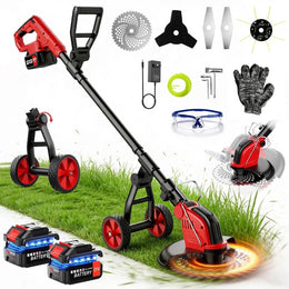 Tanbaby XB-ws-gcj01 12-inch Cordless Weed Wacker, Electric Weed eater with Wheels, String Trimmer