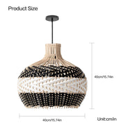 Arturesthome Wicker Chandelier 1-Lights Woven Hanging Lamp 11.81