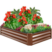 Best Choice Products Outdoor Metal Raised Garden Bed, Wood Grain Powder-Coated Steel, 6x3x1ft, SKY6635