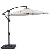 Napwant 10ft Cantilever Patio Umbrella with Beige UV-Resistant Polyester Canopy, Crank and Tilt Mechanism, Rust-Resistant Steel Frame, 4-Piece Weighted Base Included