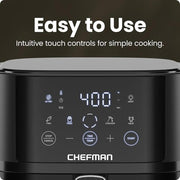 Chefman RJ38-4TW-BLACK Air Fryer 4 QT Compact Touch Controls with 4 Presets Black
