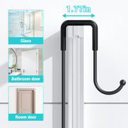 Aitatty Over The Door Shower Caddy, Stainless Steel Bathroom Organizer, Black, 2 Soap Holders, Toothbrush Slot, 4 Hooks
