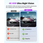 Vantrue AI 4K Dash Cam with ADAS Collision Alerts, STARVIS 2 Night Vision, PlatePix Technology, 5G WiFi, Voice Control, GPS, 24H Buffered Parking Mode, 1TB Max VT-F010030