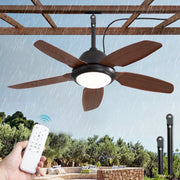 Zardon 42in Modern Outdoor Ceiling Fan with Light, 6-Speed DC Motor, 3 Color Temperatures, Weather-Resistant, Brown, LX42