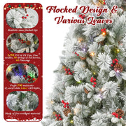 Posrue 5705W Pre-Lit Snow Flocked Christmas Tree, 7.5ft