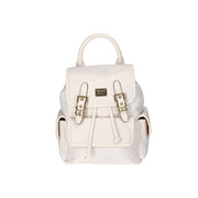 Shakedown Street Madden NYC Women's Buckle Flap Backpack, Cream, Adjustable Straps, Durable Polyurethane
