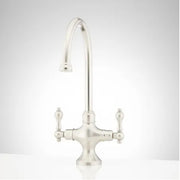 Signature Hardware RS-029D-BN Isabel Gooseneck Faucet with Metal Lever Handles - Brushed Nickel