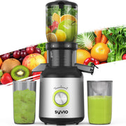 Syvio MP-802E Cold Press Masticating Juicer with 4.3 in Feed Chute, 350W Motor, Black/Silver
