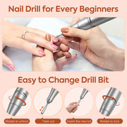 HOOICB V5 45000rpm Professional Drills for Acrylic Nails, White