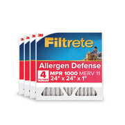 3M Filtrete 24x24x1 HVAC Furnace Air Filter, MPR 1000, MERV 11, Allergen Defense, Pleated, 4 Pack, 9812-4