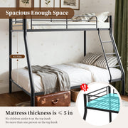 Leumius Twin Over Full Bunk Bed,Heavy Duty Metal Bunk Bed with Ladder & Full-Length Guardrail Black