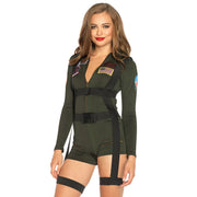 Leg Avenue G85490 14301 Top Gun Short Romper Women's Halloween Fancy-Dress Costume for Adult, S
