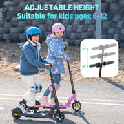 HOVERMAX H06C Electric Scooter for Kids Ages 6-12, 150W Motor Max Speed 9.3 MPH, 5 Miles Range, Colorful LED Lights, Foldable kids Electric Scooter (Black-Blue)