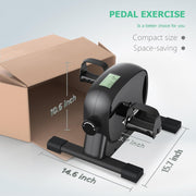 Upgo Mini Exercise Bike Under Desk Pedal Exerciser with Adjustable Resistance and LCD Display, Compact Blue